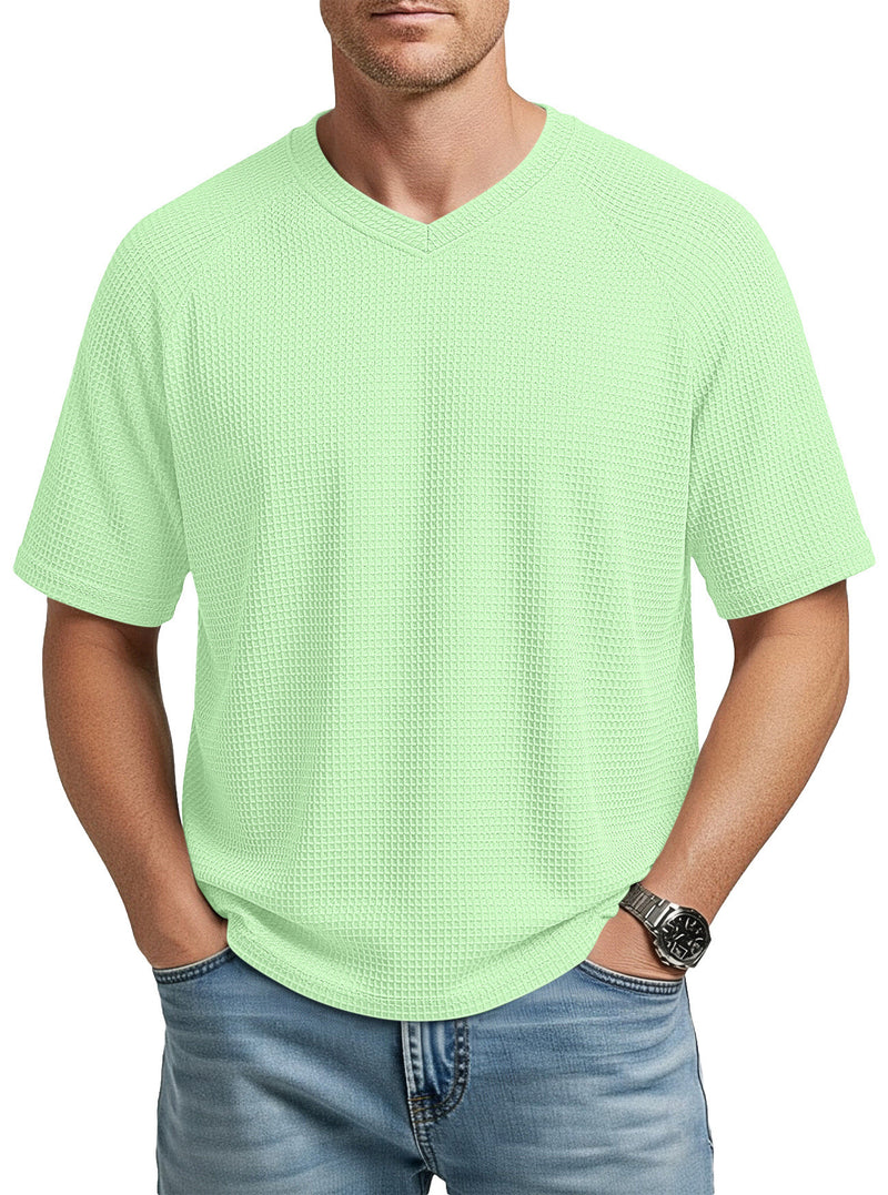 Raglan Waffle-Knit Tee — Water Green