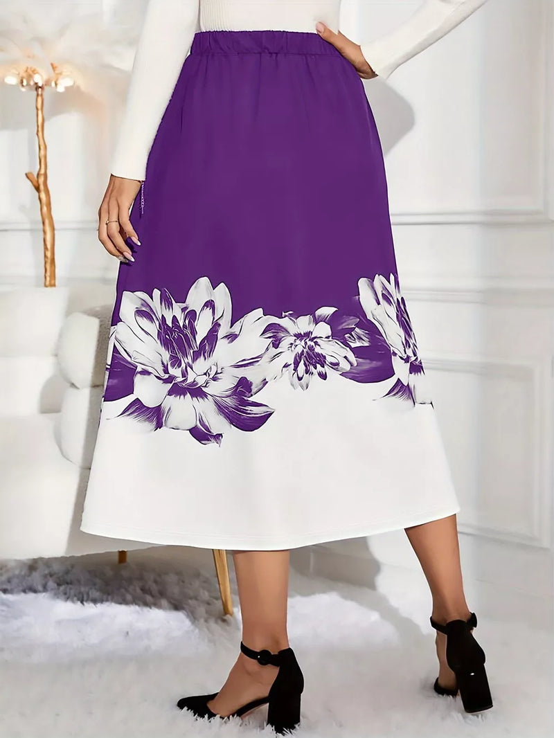 Floral Print A-Line Midi Skirt 2