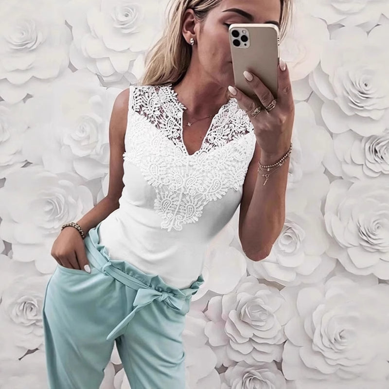 Nola Lace Trim Sleeveless Top