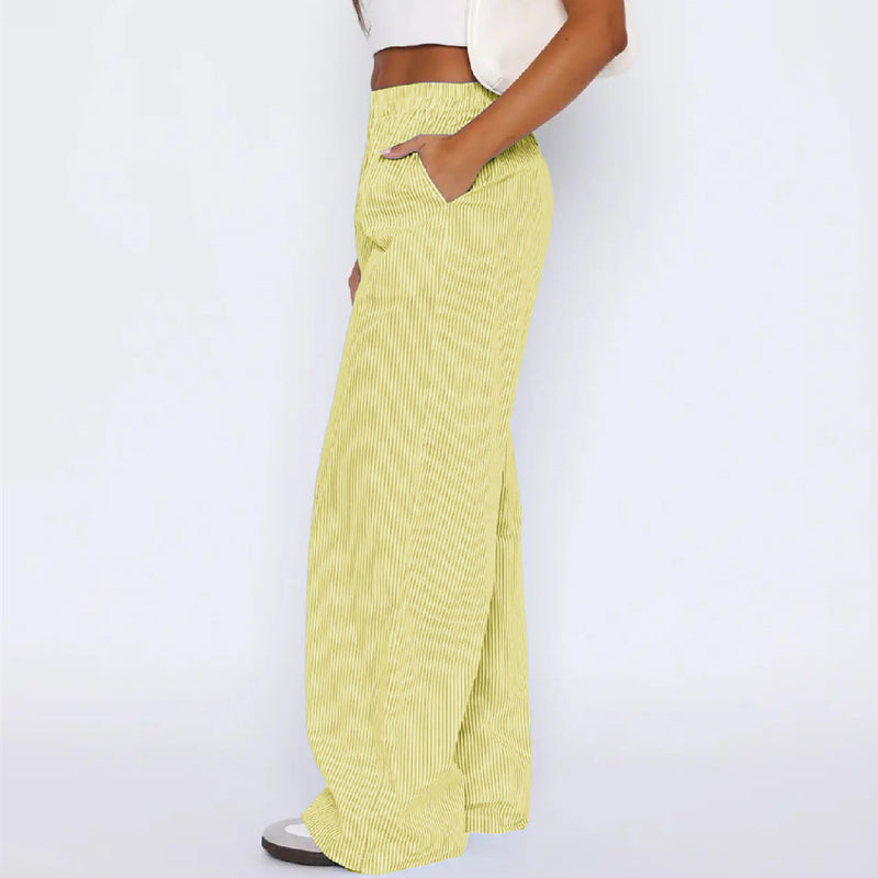 Lena Striped Pocket Pants — Yellow