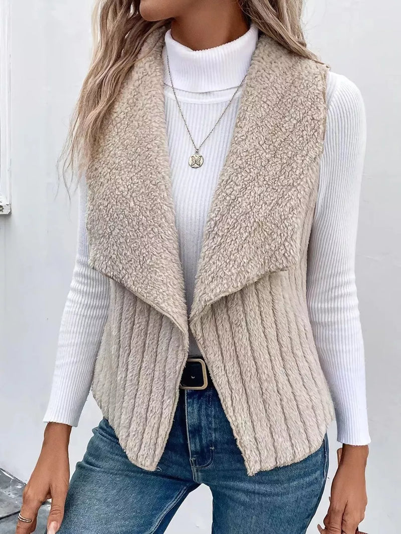 Cozy Fleece Open Front Vest Coat 1