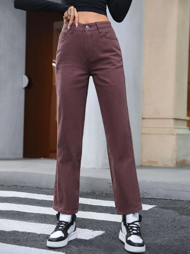 Straight Leg Jeans with Pockets 4