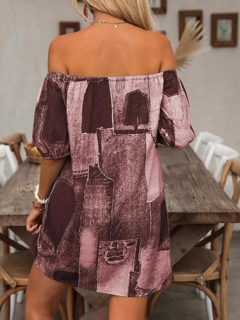 Patchwork Off Shoulder Denim Mini Dress 6