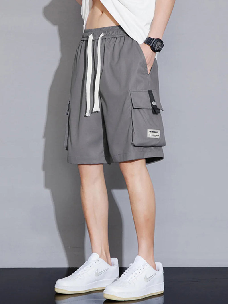Men's Plus Size Casual Cargo Shorts with Drawstring 3