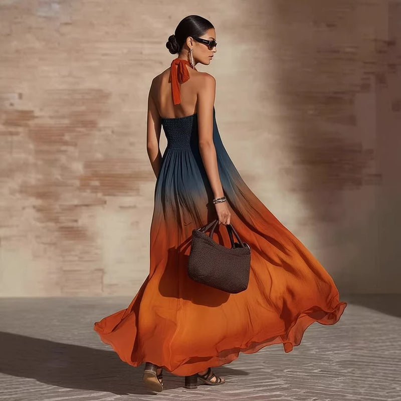 Sunset Ombre Halter Maxi