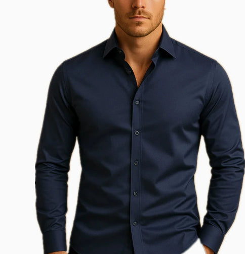 Adrian Navy Button-Down Shirt
