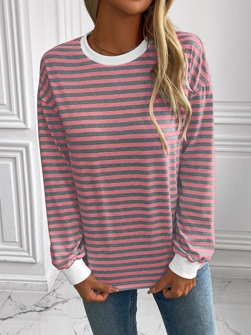 Ivy Lane Striped Round Neck Long Sleeve Sweatshirt 8