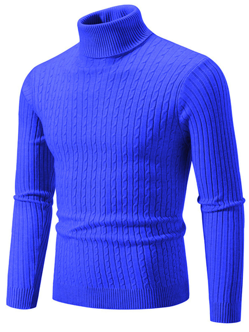 Men's Plus Size Ribbed Turtleneck Long Sleeve Sweater 8