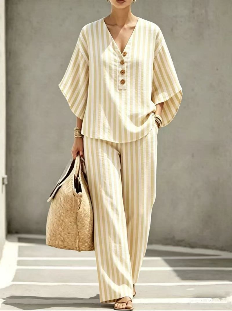 Striped Linen Shirt & Pant Set 2