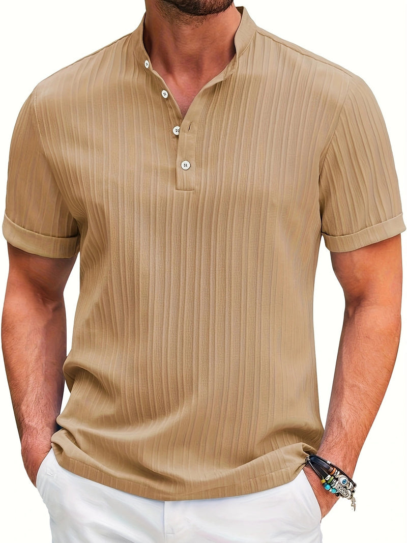 Atlas Striped Short Sleeve Polo — Caramel
