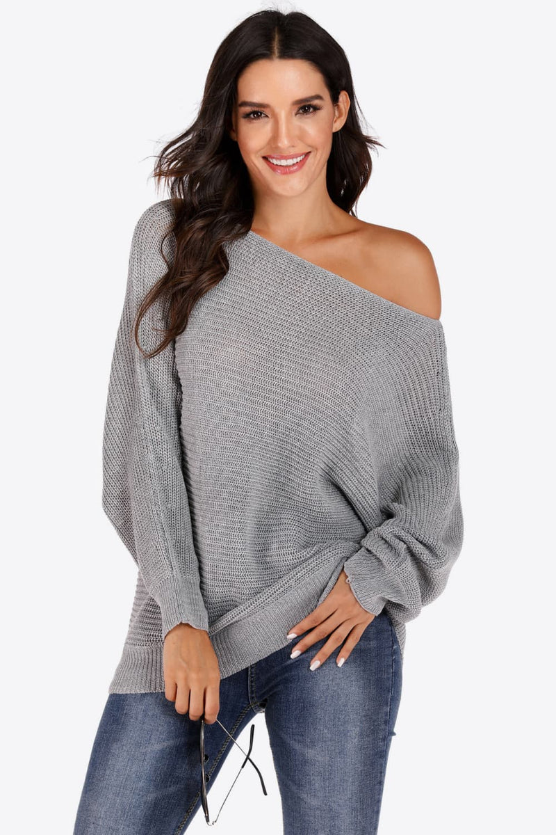 One Shoulder Dolman Sleeve Sweater 8