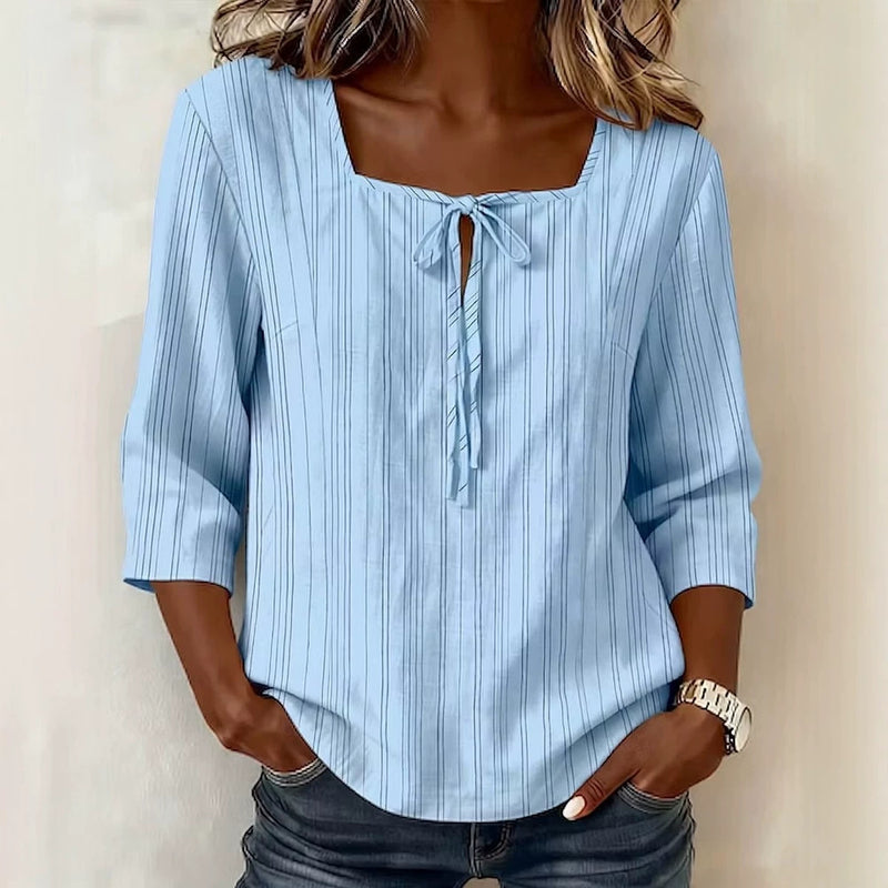Loose-fit Casual Printed Lace-up Square-neck W 3