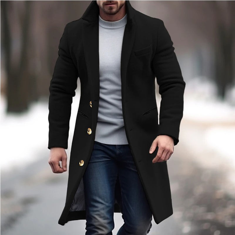 Bastian Single-Breasted Trench Coat — Black