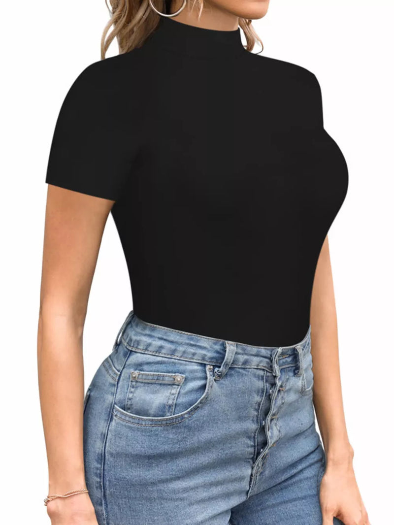 Mock Neck Short Sleeve Bodysuit 3