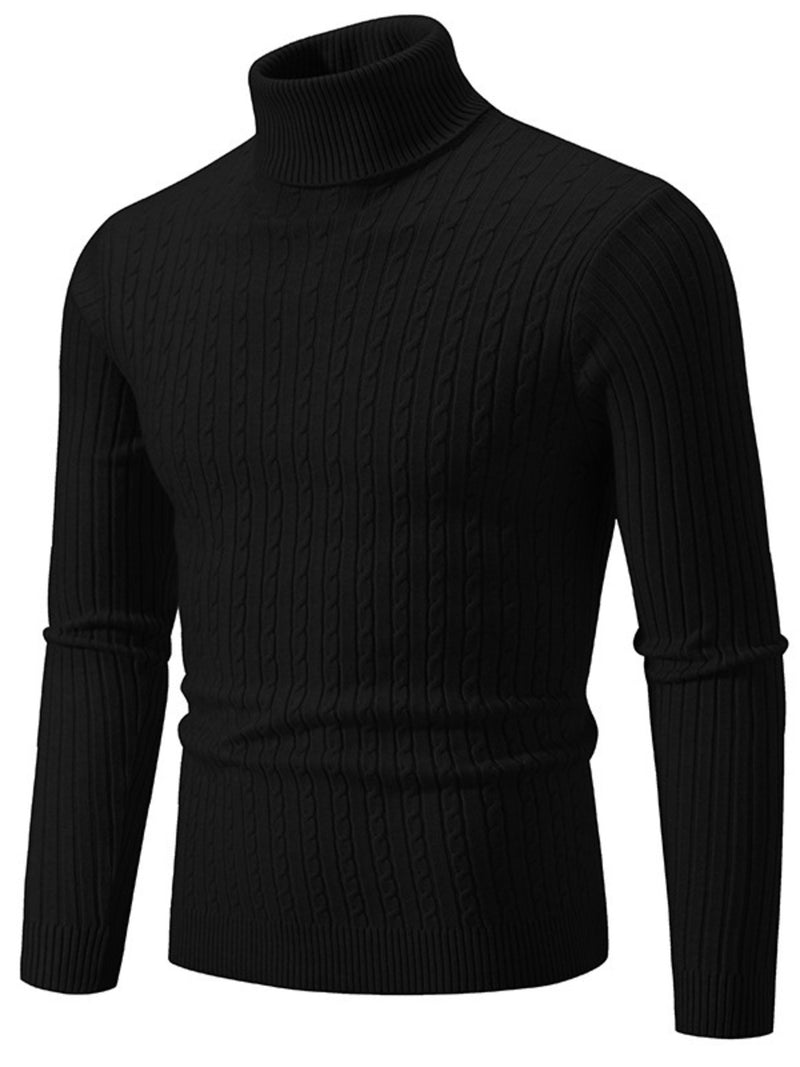 Men's Plus Size Ribbed Turtleneck Long Sleeve Sweater 4