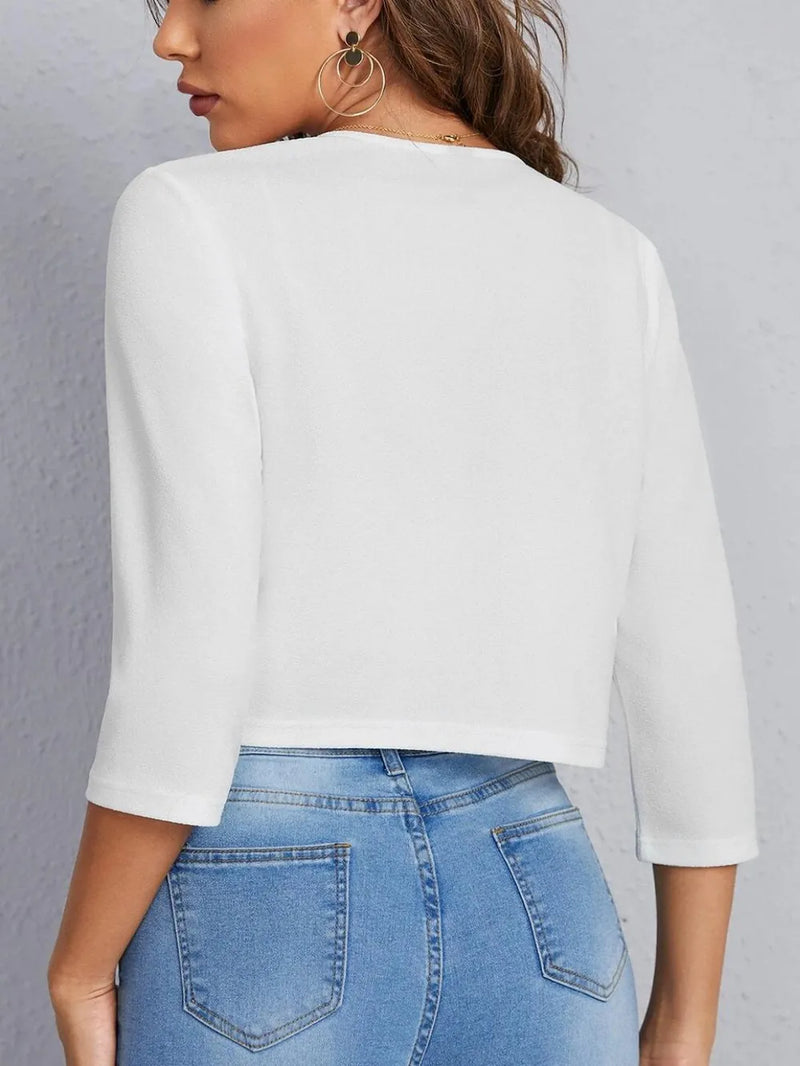 Open Front 3/4 Sleeve Blazer 4