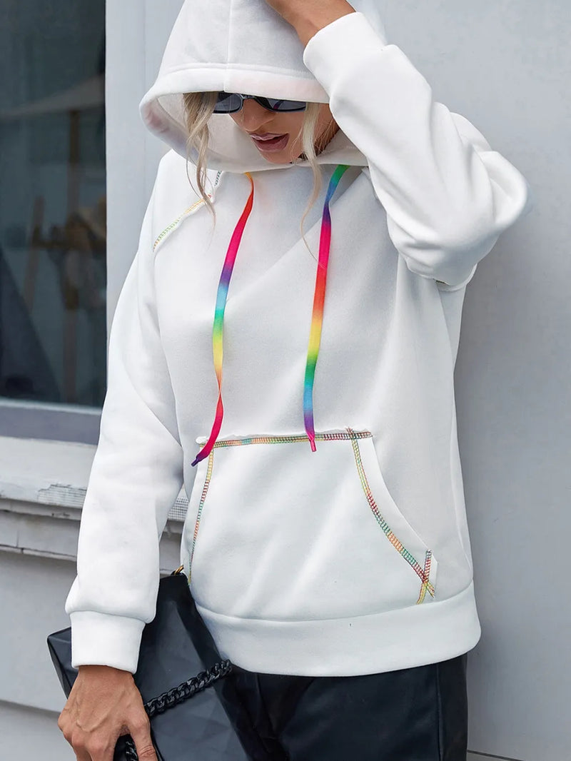 Ivy Lane Contrast Stitching Drawstring Raglan Sleeve Hoodie 3