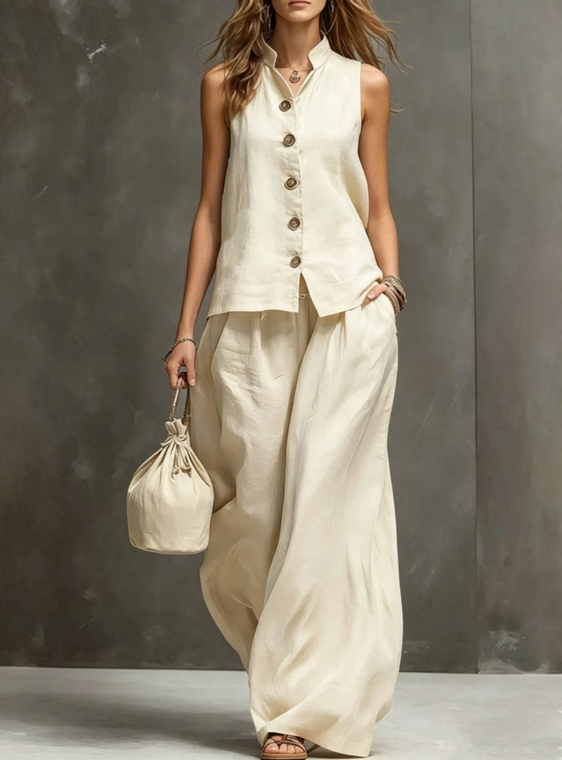 Soleil Linen Waistcoat Co-ord 1
