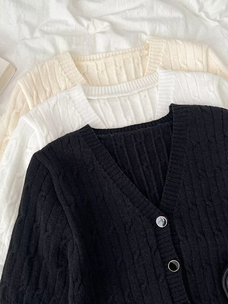 Texture Knit Button Down Cardigan 3