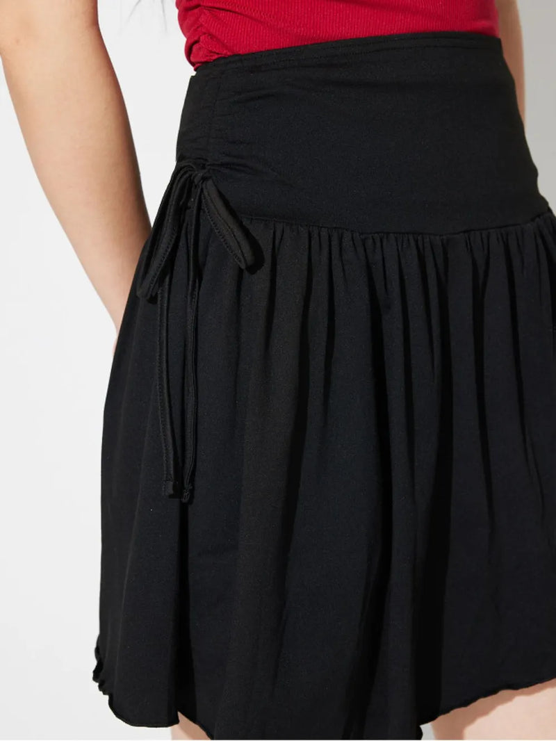 Side Tie Asymmetric Hem Mini Skirt 4