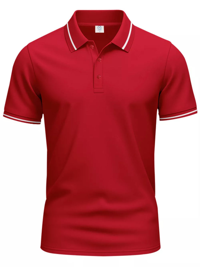 Men's Full Size Contrast Trim Short Sleeve Polo Plus Size 2