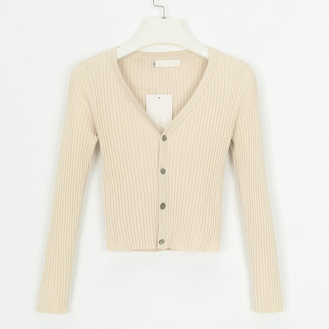 Vera Slim Knit Cardigan — Khaki