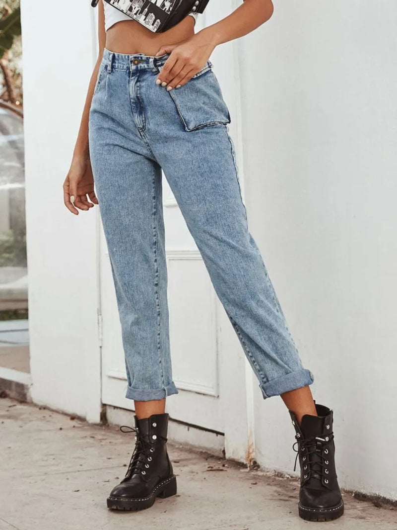 High Waist Straight Leg Jeans 1
