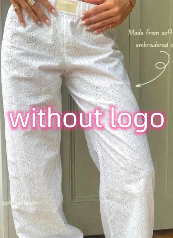 Mara Striped Wide Leg Pants — White