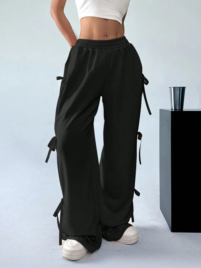 Cargo Wide Leg Pants with Side Tie Details 3
