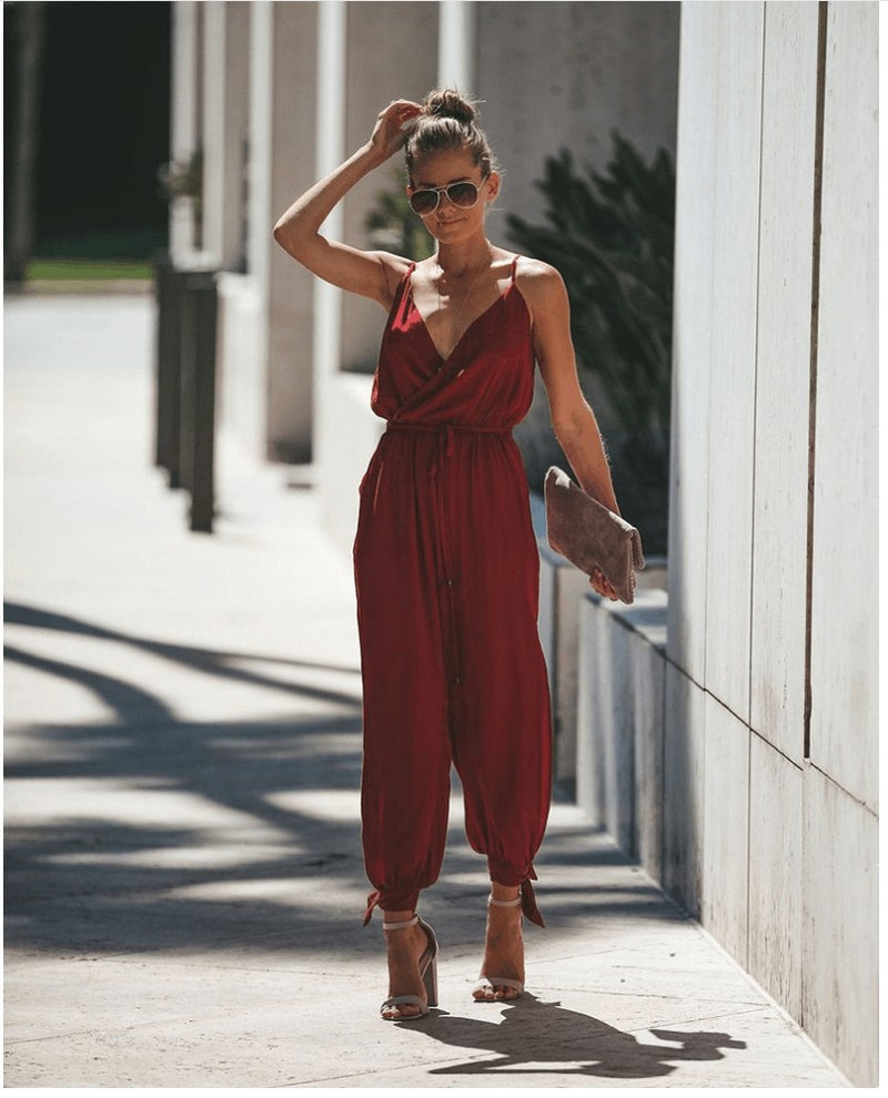 Lila Floral Strap Romper — gules