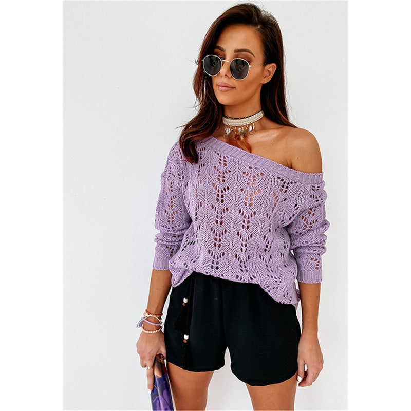 Willow Openwork Knit Top — Light purple