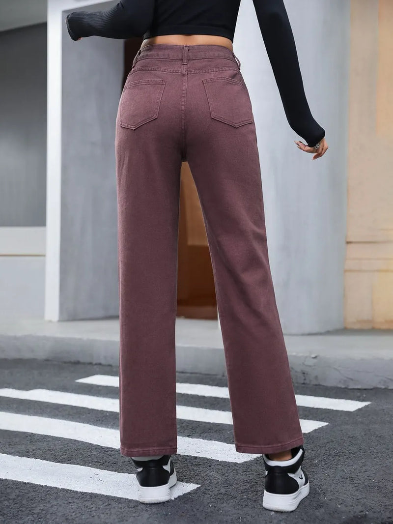 Straight Leg Jeans with Pockets 2
