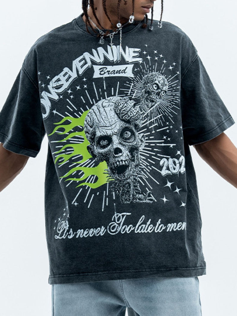 Men's Skull Graphic Round Neck Tee 6