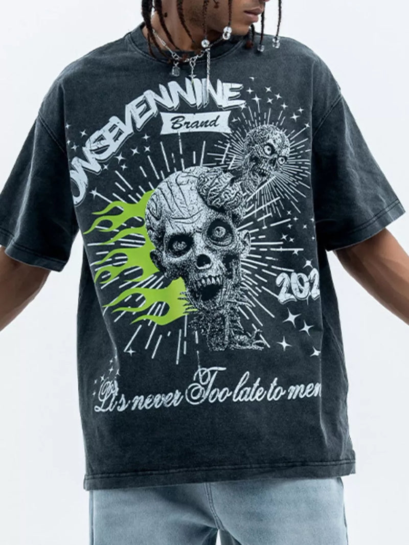 Men's Skull Graphic Round Neck Tee 3