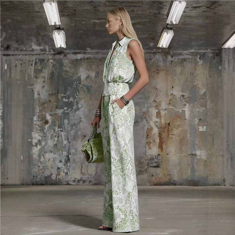 Sage Jacquard Vest & Wide-Leg Set 3