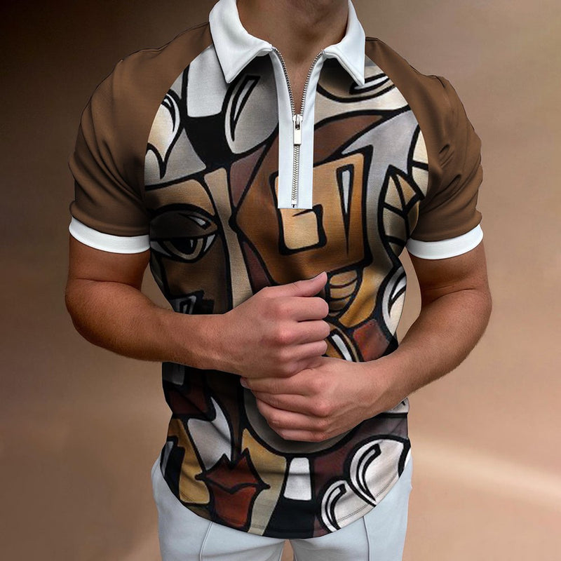 Silas Printed Stripe Polo Tee — POLOS75