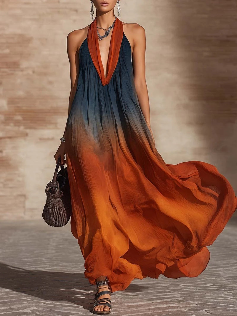 Sunset Ombre Halter Maxi 5