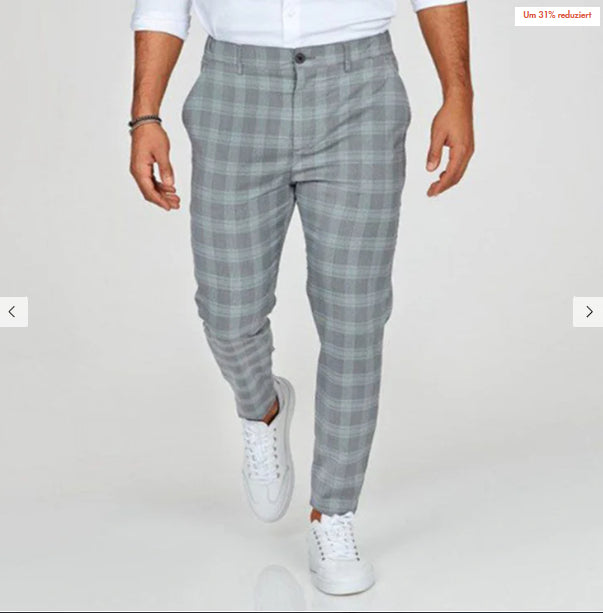 Milo Plaid Casual Trousers — Light Blue