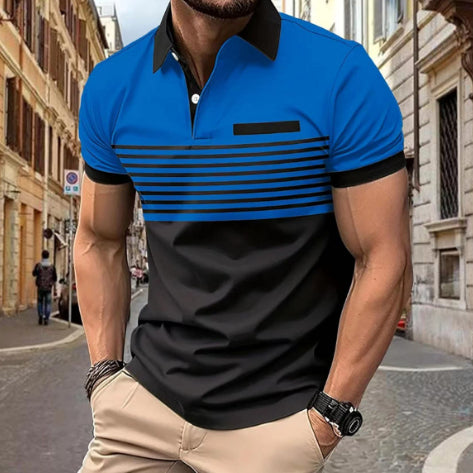 Owen Striped Chest-Pocket Shirt — Blue