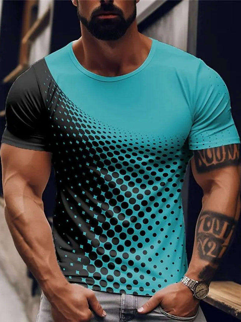 Men's Full Size Gradient Dot Print T-Shirt Plus Size 4