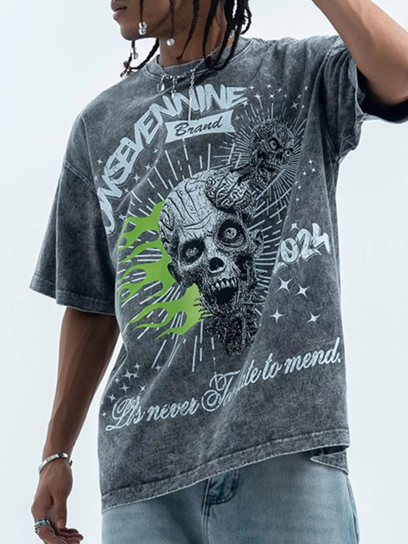 Men's Skull Graphic Round Neck Tee 1