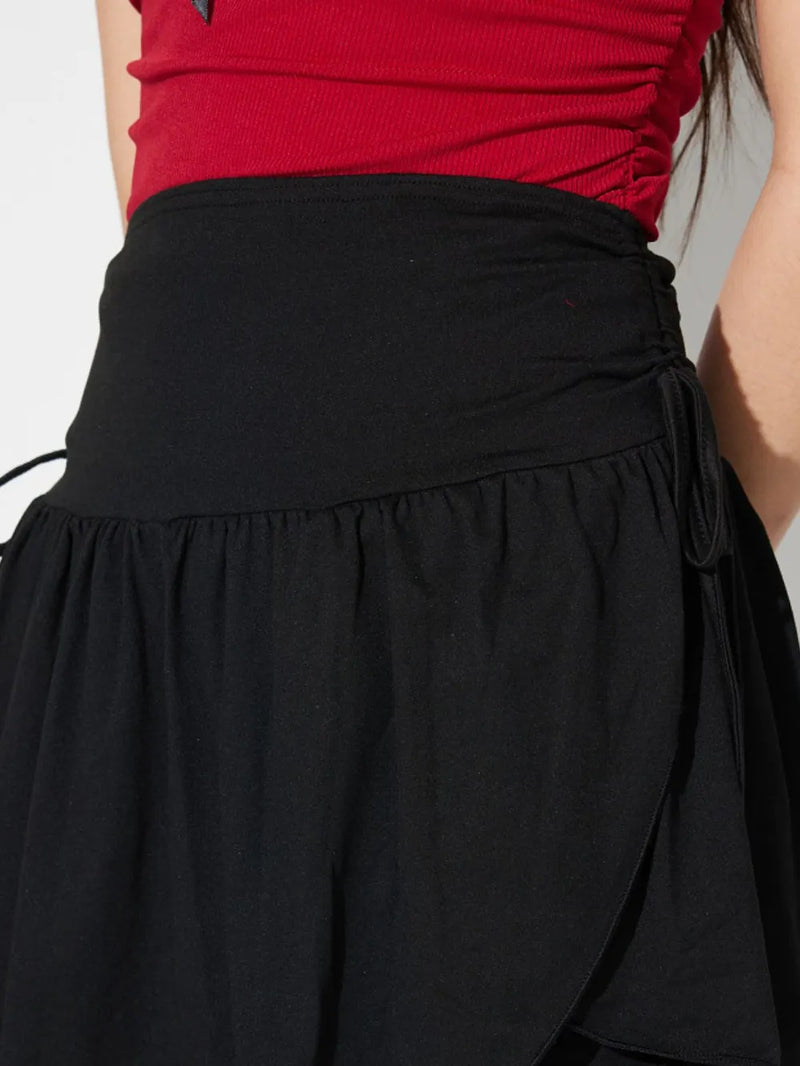 Side Tie Asymmetric Hem Mini Skirt 5