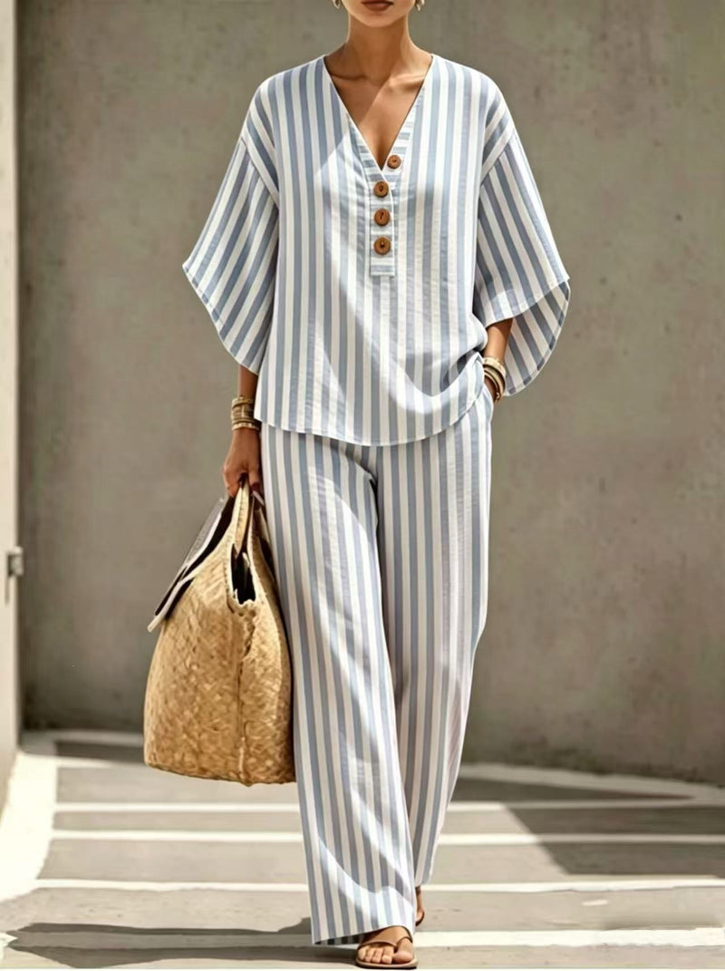 Striped Linen Shirt & Pant Set 4