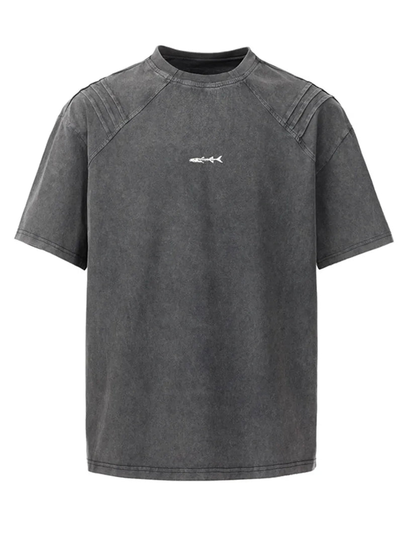 Men's Plus Size Vintage Washed Round Neck Tee 7