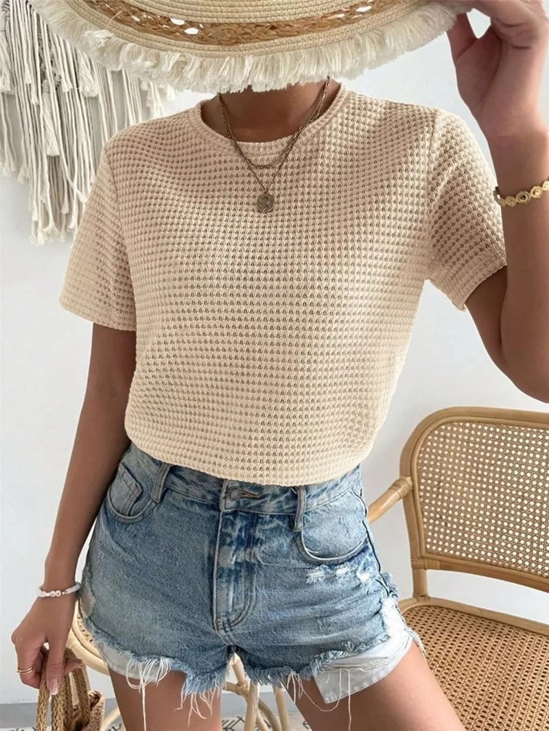 Waffle Knit Short Sleeve T-Shirt 3