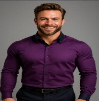 Adrian Navy Button-Down Shirt — Purple