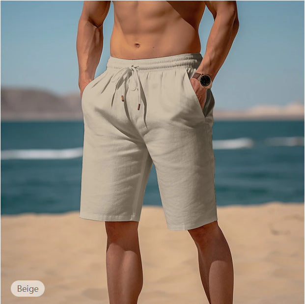 Arlo Drawstring Beach Shorts — Khaki