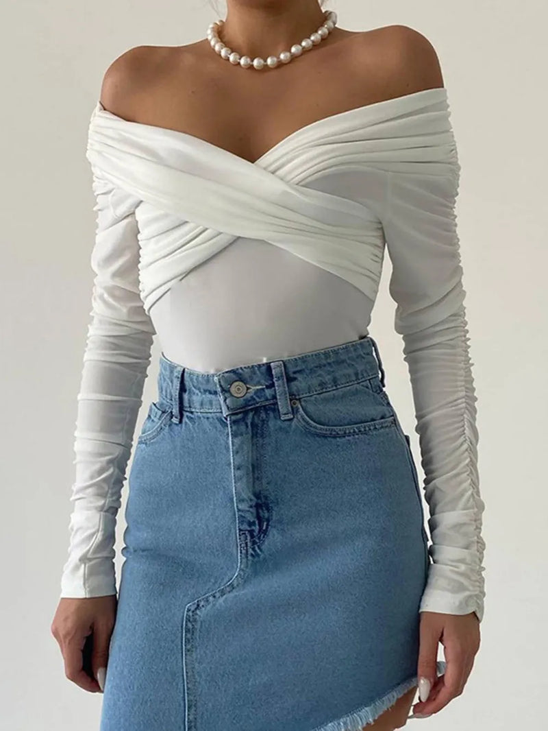 Off-Shoulder Long Sleeve Bodysuit 3
