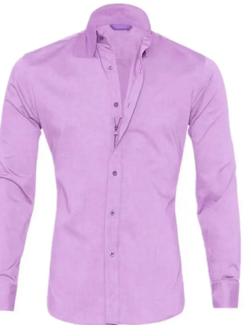 Men's Full Size Classic Button-Down Long Sleeve Business Shirt Plus Size 2