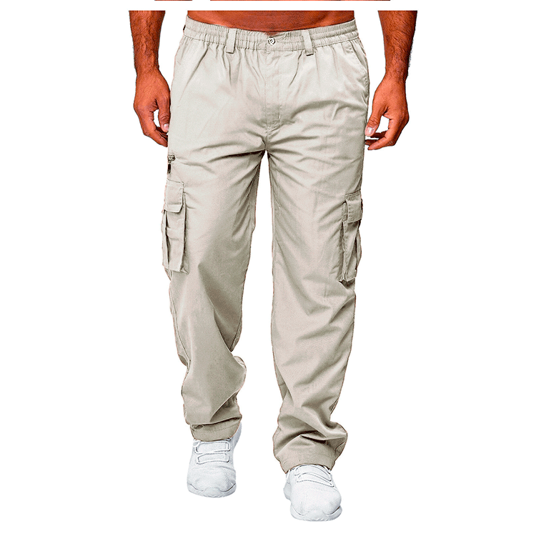 Kieran Multi-Pocket Cargo Pants — Rice grey